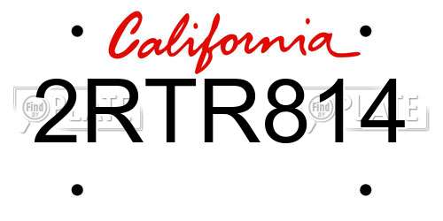 2RTR814 California License Plate
