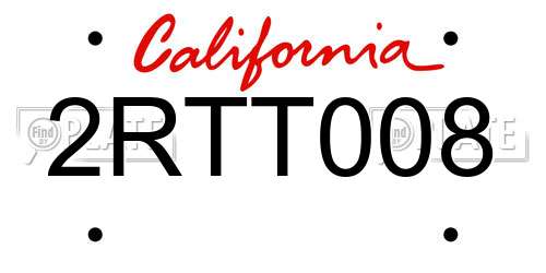 2RTT008 California License Plate