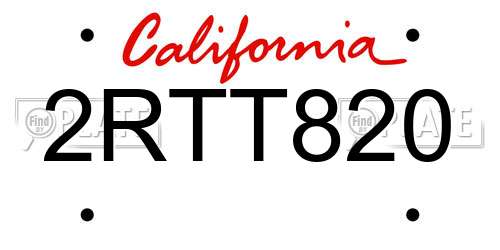 2RTT820 California License Plate