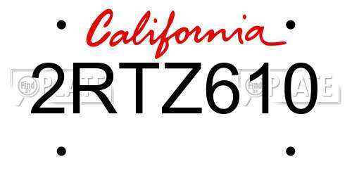 2RTZ610 California License Plate