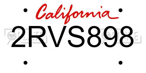 2RVS898 California License Plate