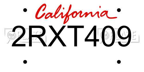 2RXT409 California License Plate