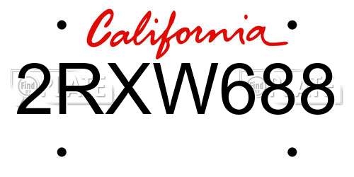 2RXW688 California License Plate