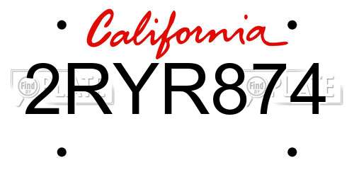 2RYR874 California License Plate