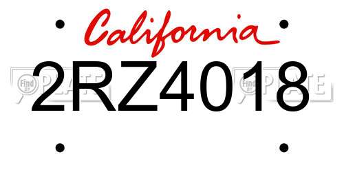 2RZ4018 California License Plate
