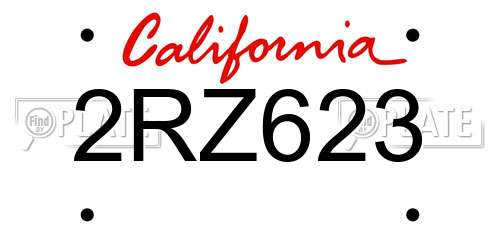 2RZ623 California License Plate