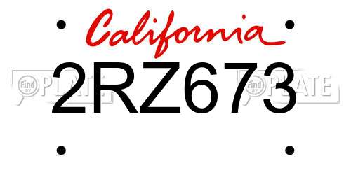 2RZ673 California License Plate