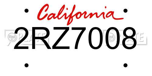 2RZ7008 California License Plate