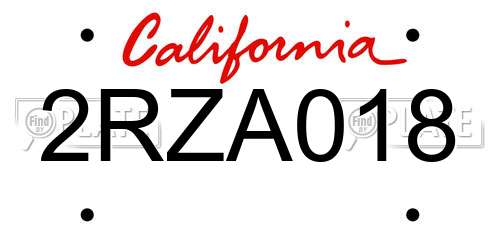 2RZA018 California License Plate