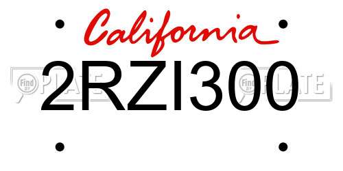 2RZI300 California License Plate