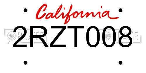 2RZT008 California License Plate