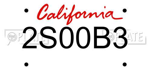 2S00B3 California License Plate