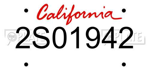 2S01942 California License Plate