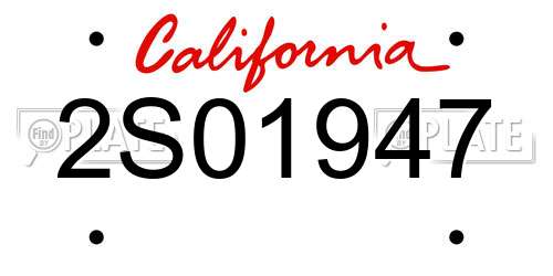 2S01947 California License Plate