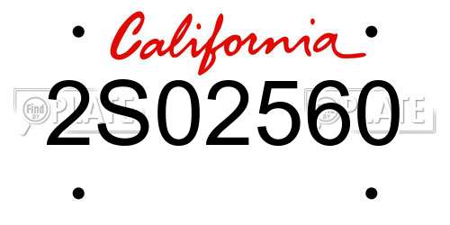 2S02560 California License Plate