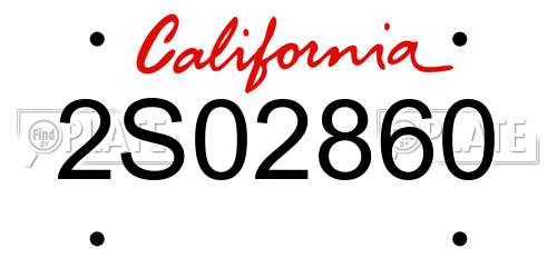 2S02860 California License Plate