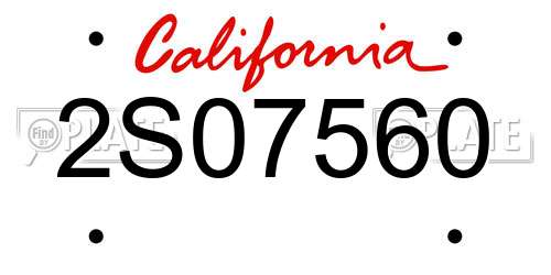 2S07560 California License Plate
