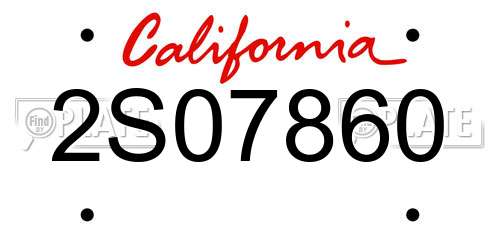2S07860 California License Plate