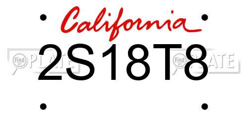 2S18T8 California License Plate