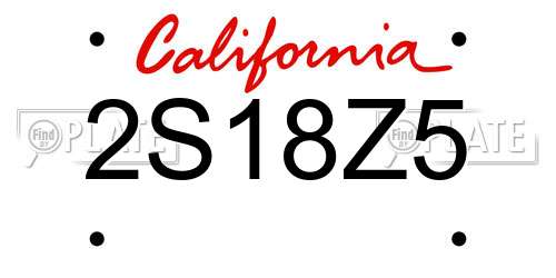 2S18Z5 California License Plate