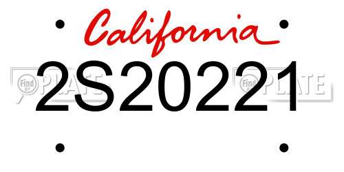 2S20221 California License Plate