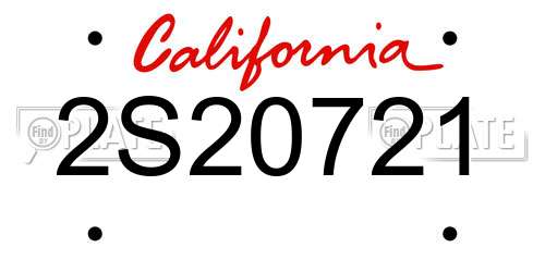 2S20721 California License Plate