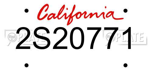 2S20771 California License Plate