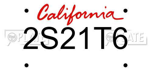 2S21T6 California License Plate
