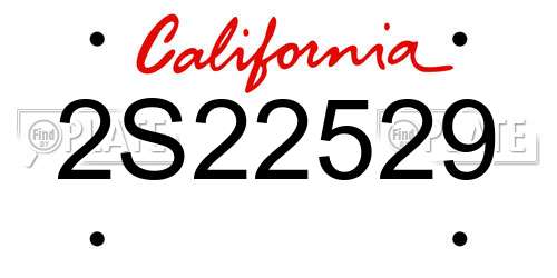 2S22529 California License Plate