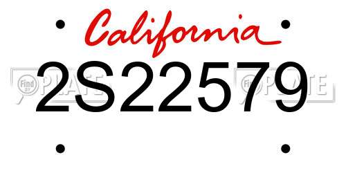 2S22579 California License Plate