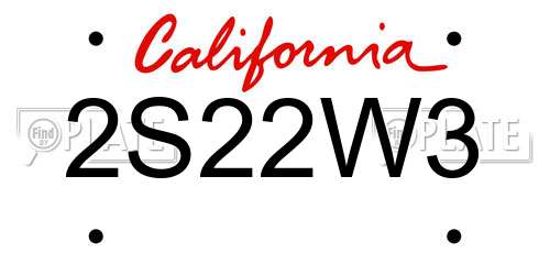 2S22W3 California License Plate