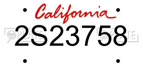 2S23758 California License Plate