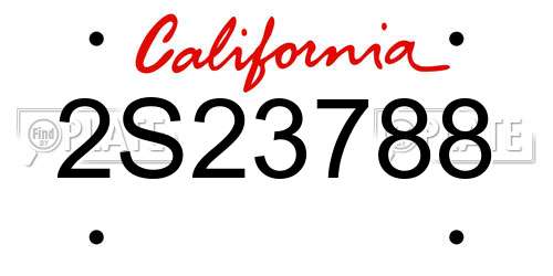 2S23788 California License Plate