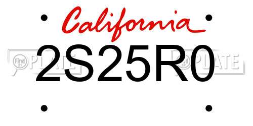 2S25R0 California License Plate