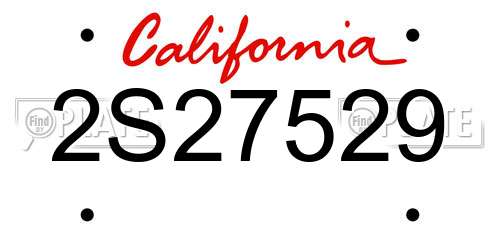 2S27529 California License Plate