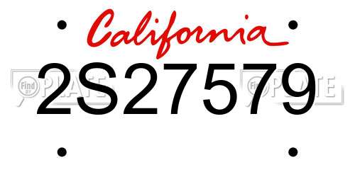 2S27579 California License Plate
