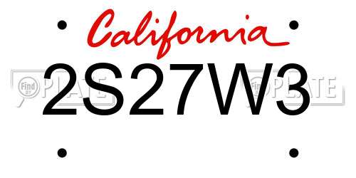 2S27W3 California License Plate