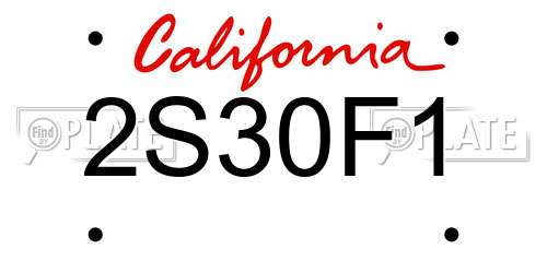 2S30F1 California License Plate