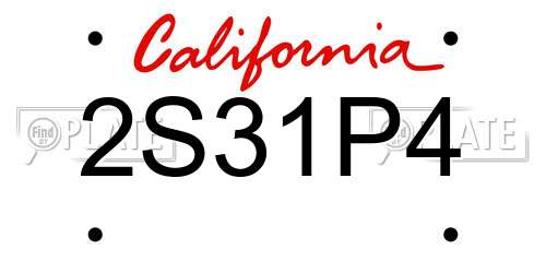 2S31P4 California License Plate