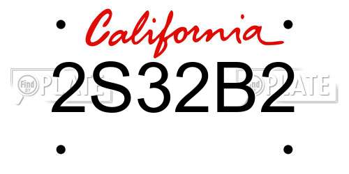 2S32B2 California License Plate
