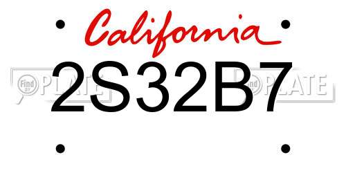 2S32B7 California License Plate