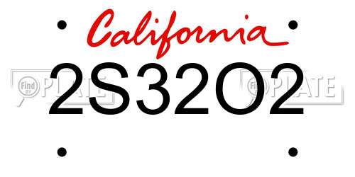 2S32O2 California License Plate