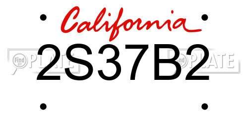 2S37B2 California License Plate