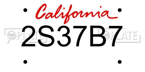 2S37B7 California License Plate