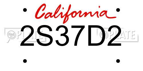 2S37D2 California License Plate