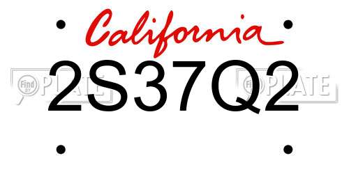 2S37Q2 California License Plate