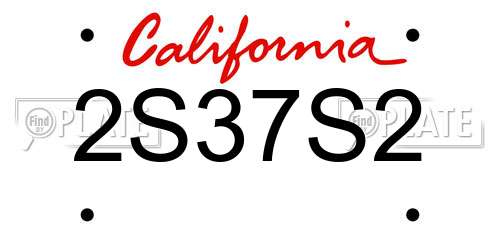 2S37S2 California License Plate