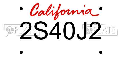 2S40J2 California License Plate