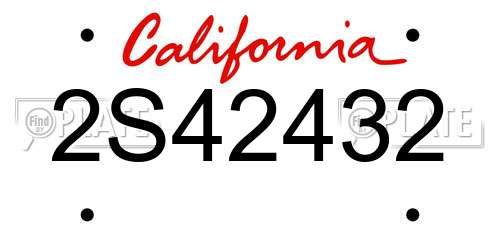 2S42432 California License Plate
