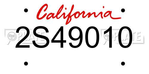 2S49010 California License Plate